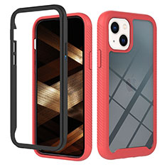 Coque Rebord Contour Silicone et Vitre Transparente Housse Etui 360 Degres YB2 pour Apple iPhone 15 Plus Rouge