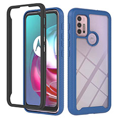 Coque Rebord Contour Silicone et Vitre Transparente Housse Etui 360 Degres YB2 pour Motorola Moto G20 Bleu