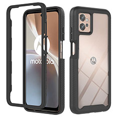 Coque Rebord Contour Silicone et Vitre Transparente Housse Etui 360 Degres YB2 pour Motorola Moto G32 Noir