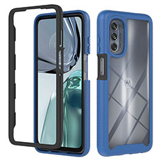 Coque Rebord Contour Silicone et Vitre Transparente Housse Etui 360 Degres YB2 pour Motorola Moto G62 5G Bleu