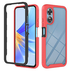 Coque Rebord Contour Silicone et Vitre Transparente Housse Etui 360 Degres YB2 pour Oppo A17 Rouge