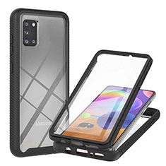 Coque Rebord Contour Silicone et Vitre Transparente Housse Etui 360 Degres YB2 pour Samsung Galaxy A31 Noir