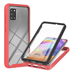 Coque Rebord Contour Silicone et Vitre Transparente Housse Etui 360 Degres YB2 pour Samsung Galaxy A31 Rouge