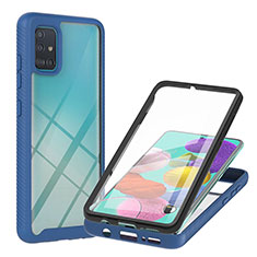 Coque Rebord Contour Silicone et Vitre Transparente Housse Etui 360 Degres YB2 pour Samsung Galaxy A51 5G Bleu