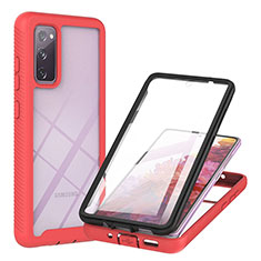 Coque Rebord Contour Silicone et Vitre Transparente Housse Etui 360 Degres YB2 pour Samsung Galaxy S20 FE 4G Rouge