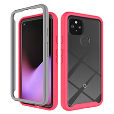 Coque Rebord Contour Silicone et Vitre Transparente Housse Etui 360 Degres ZJ1 pour Google Pixel 5 Rouge