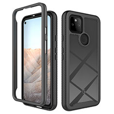 Coque Rebord Contour Silicone et Vitre Transparente Housse Etui 360 Degres ZJ1 pour Google Pixel 5a 5G Noir