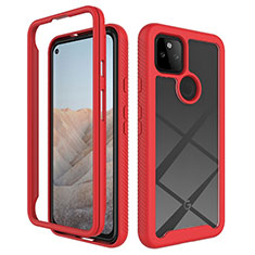 Coque Rebord Contour Silicone et Vitre Transparente Housse Etui 360 Degres ZJ1 pour Google Pixel 5a 5G Rouge