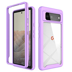 Coque Rebord Contour Silicone et Vitre Transparente Housse Etui 360 Degres ZJ1 pour Google Pixel 6 5G Violet Clair