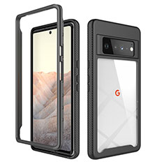 Coque Rebord Contour Silicone et Vitre Transparente Housse Etui 360 Degres ZJ1 pour Google Pixel 6 Pro 5G Noir