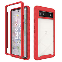 Coque Rebord Contour Silicone et Vitre Transparente Housse Etui 360 Degres ZJ1 pour Google Pixel 6a 5G Rouge