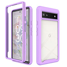 Coque Rebord Contour Silicone et Vitre Transparente Housse Etui 360 Degres ZJ1 pour Google Pixel 6a 5G Violet Clair