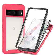 Coque Rebord Contour Silicone et Vitre Transparente Housse Etui 360 Degres ZJ1 pour Google Pixel 7 5G Rose Rouge