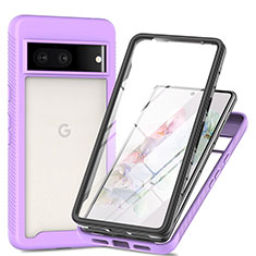 Coque Rebord Contour Silicone et Vitre Transparente Housse Etui 360 Degres ZJ1 pour Google Pixel 7 5G Violet Clair