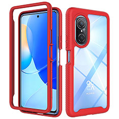 Coque Rebord Contour Silicone et Vitre Transparente Housse Etui 360 Degres ZJ1 pour Huawei Honor 50 SE 5G Rouge