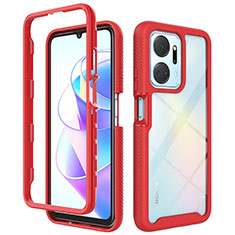 Coque Rebord Contour Silicone et Vitre Transparente Housse Etui 360 Degres ZJ1 pour Huawei Honor X7a Rouge