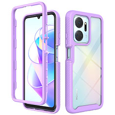 Coque Rebord Contour Silicone et Vitre Transparente Housse Etui 360 Degres ZJ1 pour Huawei Honor X7a Violet Clair