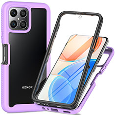 Coque Rebord Contour Silicone et Vitre Transparente Housse Etui 360 Degres ZJ1 pour Huawei Honor X8 4G Violet Clair