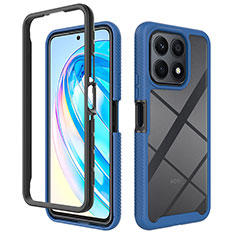 Coque Rebord Contour Silicone et Vitre Transparente Housse Etui 360 Degres ZJ1 pour Huawei Honor X8a 4G Bleu