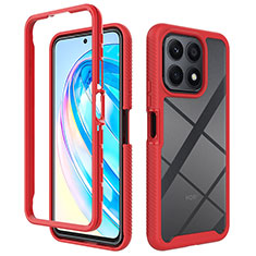 Coque Rebord Contour Silicone et Vitre Transparente Housse Etui 360 Degres ZJ1 pour Huawei Honor X8a 4G Rouge