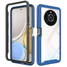 Coque Rebord Contour Silicone et Vitre Transparente Housse Etui 360 Degres ZJ1 pour Huawei Honor X9 4G Bleu