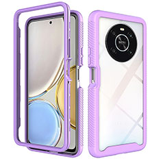 Coque Rebord Contour Silicone et Vitre Transparente Housse Etui 360 Degres ZJ1 pour Huawei Honor X9 4G Violet Clair