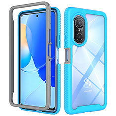 Coque Rebord Contour Silicone et Vitre Transparente Housse Etui 360 Degres ZJ1 pour Huawei Nova 9 SE Bleu Ciel