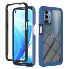 Coque Rebord Contour Silicone et Vitre Transparente Housse Etui 360 Degres ZJ1 pour OnePlus Nord N200 5G Bleu