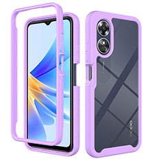 Coque Rebord Contour Silicone et Vitre Transparente Housse Etui 360 Degres ZJ1 pour Oppo A17 Violet Clair