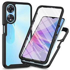 Coque Rebord Contour Silicone et Vitre Transparente Housse Etui 360 Degres ZJ1 pour Oppo A58 5G Noir