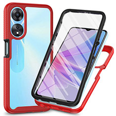 Coque Rebord Contour Silicone et Vitre Transparente Housse Etui 360 Degres ZJ1 pour Oppo A58 5G Rouge