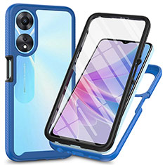 Coque Rebord Contour Silicone et Vitre Transparente Housse Etui 360 Degres ZJ1 pour Oppo A78 5G Bleu