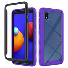 Coque Rebord Contour Silicone et Vitre Transparente Housse Etui 360 Degres ZJ1 pour Samsung Galaxy A01 Core Violet Clair