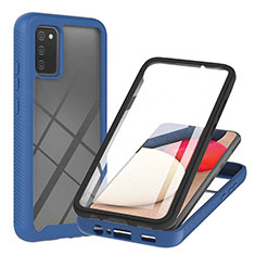 Coque Rebord Contour Silicone et Vitre Transparente Housse Etui 360 Degres ZJ1 pour Samsung Galaxy A02s Bleu