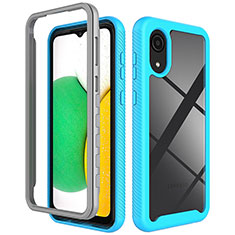 Coque Rebord Contour Silicone et Vitre Transparente Housse Etui 360 Degres ZJ1 pour Samsung Galaxy A03 Core Bleu Ciel