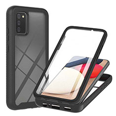 Coque Rebord Contour Silicone et Vitre Transparente Housse Etui 360 Degres ZJ1 pour Samsung Galaxy A03s Noir