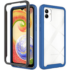 Coque Rebord Contour Silicone et Vitre Transparente Housse Etui 360 Degres ZJ1 pour Samsung Galaxy A04 4G Bleu