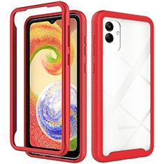 Coque Rebord Contour Silicone et Vitre Transparente Housse Etui 360 Degres ZJ1 pour Samsung Galaxy A04E Rouge