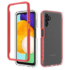 Coque Rebord Contour Silicone et Vitre Transparente Housse Etui 360 Degres ZJ1 pour Samsung Galaxy A04s Rouge