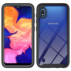 Coque Rebord Contour Silicone et Vitre Transparente Housse Etui 360 Degres ZJ1 pour Samsung Galaxy A10 Noir