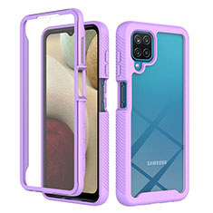 Coque Rebord Contour Silicone et Vitre Transparente Housse Etui 360 Degres ZJ1 pour Samsung Galaxy A12 Nacho Violet Clair