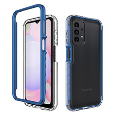 Coque Rebord Contour Silicone et Vitre Transparente Housse Etui 360 Degres ZJ1 pour Samsung Galaxy A13 4G Bleu