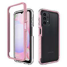 Coque Rebord Contour Silicone et Vitre Transparente Housse Etui 360 Degres ZJ1 pour Samsung Galaxy A13 4G Rose