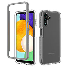 Coque Rebord Contour Silicone et Vitre Transparente Housse Etui 360 Degres ZJ1 pour Samsung Galaxy A13 5G Gris