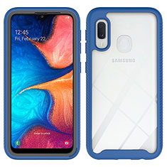 Coque Rebord Contour Silicone et Vitre Transparente Housse Etui 360 Degres ZJ1 pour Samsung Galaxy A20e Bleu