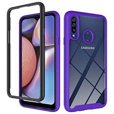 Coque Rebord Contour Silicone et Vitre Transparente Housse Etui 360 Degres ZJ1 pour Samsung Galaxy A20s Violet Clair