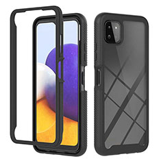 Coque Rebord Contour Silicone et Vitre Transparente Housse Etui 360 Degres ZJ1 pour Samsung Galaxy A22 5G Noir