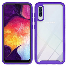 Coque Rebord Contour Silicone et Vitre Transparente Housse Etui 360 Degres ZJ1 pour Samsung Galaxy A30S Violet Clair