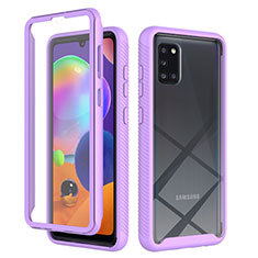 Coque Rebord Contour Silicone et Vitre Transparente Housse Etui 360 Degres ZJ1 pour Samsung Galaxy A31 Violet Clair