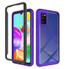 Coque Rebord Contour Silicone et Vitre Transparente Housse Etui 360 Degres ZJ1 pour Samsung Galaxy A41 Violet Clair